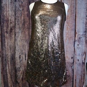 Vintage sequin sheath dress rose gold A54